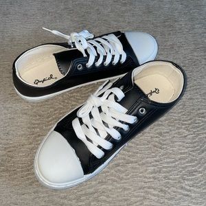 NWT Black Pleather Sneakers